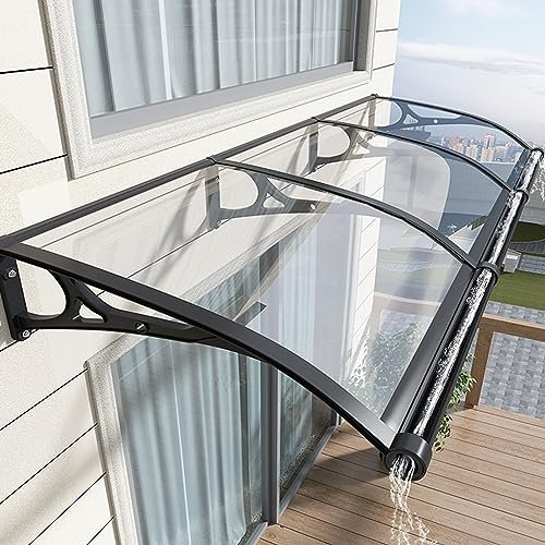 Aluminium Arched Door Canopy with Polycarbonate Cover for UV Protection and Rain Shelter 80x120cm Outdoor Window Awning