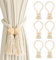 Magnetische Vorhang Raffhalter, 6 Stück Beige Rhombus magnetische Vorhang-Raffhalter aus Holz, Boho-Dekoration, Gardinenhalter Vorhanghalter, Handgewebt für Fenstervorhänge für Zuhause und Büro
