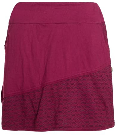 Vishes Alternative Bekleidung - Damen Mini-Rock Baumwolle minimalistisch elastischer Bund mit Taschen dunkelrot 38-40