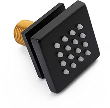 WKWPYCYUH Brass Quadrato Doccia Body Spray Jets Testa 1 Confezione Nero/Chrome 2 Pollici soffione Doccia(Noir)
