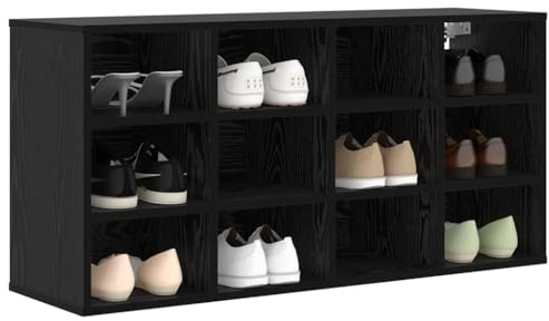 vidaXL Shoe Cabinet Black oak 103 x 30 x 51 cm Engineered wood, Ample Storage for Hallway, Rectangular Minimalist Shoe Cabinet, Stylish Organizer, Functional Home Entry Solution, Space Saver