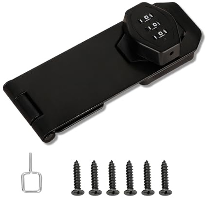 Mooche Serrure à Combinaison Pour Placard 12 CM, Verrou à Code Noir | Serrure de Code de Porte pour Armoires, Fenêtres , Serrure à Combinaison à 3 Chiffres Verrou de Porte à Code Pratique