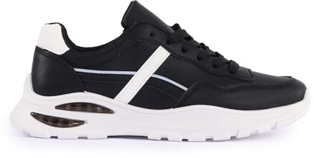 Men’s Fashion Trainers Walking Shoes, Lightweight Breathable Casual Sneakers Gym Sports Shoes, Lace Up Comfortable Durable Running Trainers (Black, UK 6)