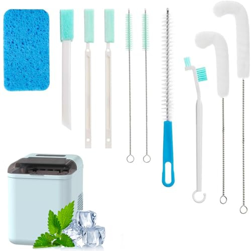 10 Pcs Ice Maker Cleaning Brush Set – Ice Machine Cleaner Tools Kit with Crevice Brushes & Sponges for Deep Cleaning Ice Makers, Pipes & Narrow Gaps