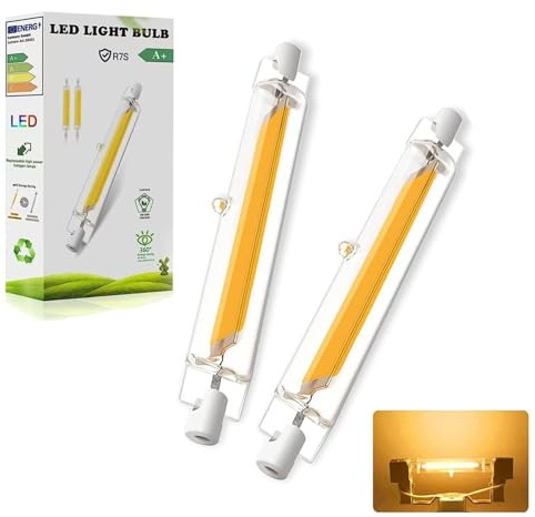 Dvnoua R7S LED 118mm Dimmbar 20W, Ersatz für 200W Halogenstab J118mm, R7S LED 118mm Warmweiß 3000K 2000LM, Kein Flackern, 360°Abstrahlwinkel, AC 220-240V, für Flur/Deckenlampe/Stehlampe, 2PCS