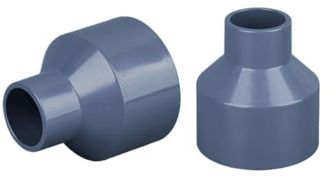 2 Pcs 50mm to 25mm Round Ducting Reducer, PVC/ABS/PP Duct Adaptor with Optional Clamps, Universal Connector for Tumble Dryer, Extractor Fan, Cooker Hood, Hydroponics - Grey
