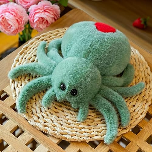 Xiyocadt Cartoon Spinne 25cm Roter Schwanz Spinnen Spinne Spielzeug Spinnen Kuscheltier Vogelspinne Geschenke FüR Jungen Und MäDchen (25cm,Grün)