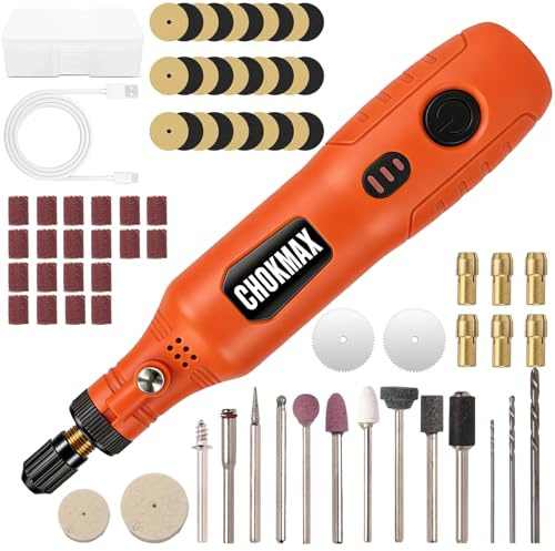 CHOKMAX Cordless Rotary Tool, 3-Speed Front Working Light Grinder Kit with 72 Accessories, Type-C Charging Art Craft Tool for Cleaning, Sanding, Polishing, Drilling and Small DIY Crafts