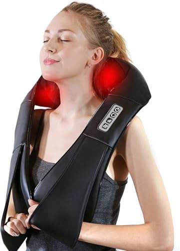AERLANG Nackenmassagegerät, Rückenmassagegerät, Tiefengewebe, 3D-Kneten mit Wärme, tragbares Shiatsu-Nacken- und Schultermassagegerät für Nacken, Rücken, Schulter, Fuß und Beinschmerzen, Geschenk für
