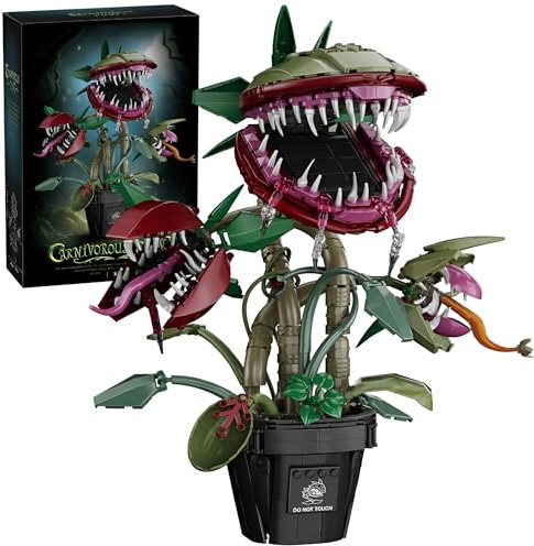Audrey II Piranha-Pflanze-Blumenkasten-Bausatz – 1118 Teile 3-köpfiger Piranha-Blumenkasten-Bausatz, Horrors Kannibalen-Blumenmonster-Modell, DIY-Heimbüro-Dekoration, kreatives Geschenk für TV-Fans