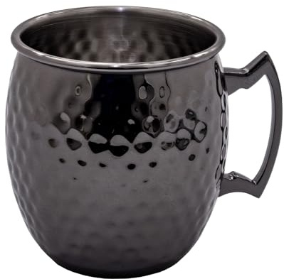 AcMax Becher Moscow Mule Becher Kupferbecher gehämmert Cocktail Tasse mit Hammerschlag gunmetal schwarz