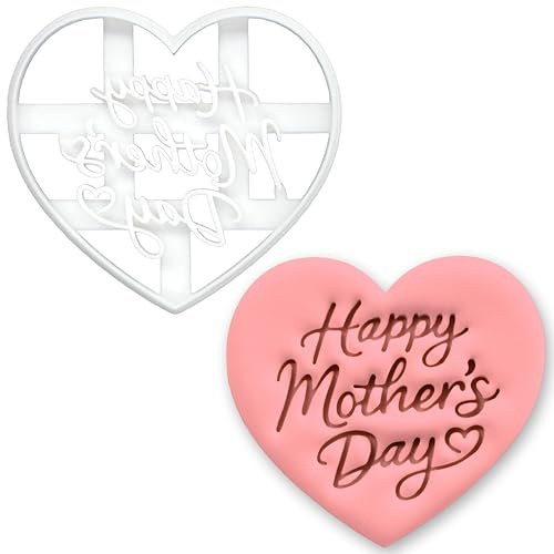 BAKERLOGY Happy Mother’s Day Ausstechform – Herzförmiger Keksausstecher für Muttertag, Fondant, Torten & DIY Backideen