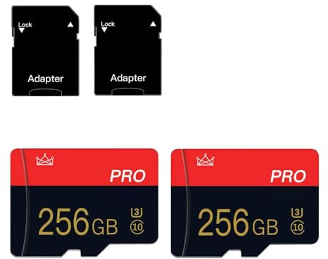 2 Pack 256GB Micro Memory Card Class 10 TF Card with Adapter High Speed Memory Card for Tablet,Camera,Drone