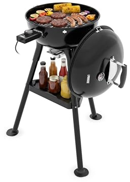 Princess Barbecue Kettle Ibrido, Elettrico e a Carbone, 2000 W, Termostato Regolabile, Termometro Integrato e Griglia Smaltata, 01.112270.01.001