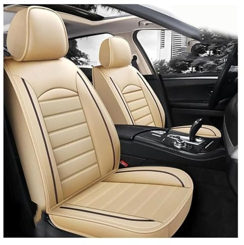 HUAIHUABA Full Set Auto Sitzbezüge Für Mercede Benz W203 W204 W205 W211 W212 W213 W124, AutositzbezüGe Set Leder, 2-Sitze Universal-SitzbezüGe Auto Komplettset(Beige)