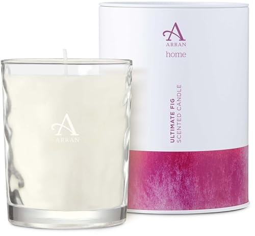 Arran Sense of Scotland Ultimate Fig Scented Glass Candle (35cl) with Sweet Cassis Fig and Green Leaf Rested on a Base of Cedar Approx 35hr Burn Time