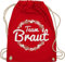 Turnbeutel Rucksack - JGA Junggesellenabschied Frauen - Team Braut Blumenkranz - Bride Crew - Unisize - Rot - hen party accessories brauttaschen jungesselnabschied bridemaid beutel