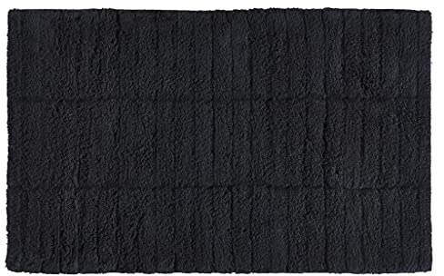 Zone Denmark Tiles Badematte, Badteppich rutschfest, Duschvorleger fürs Badezimmer aus 100% Baumwolle, Waschbar, 80 x 50 cm, Schwarz