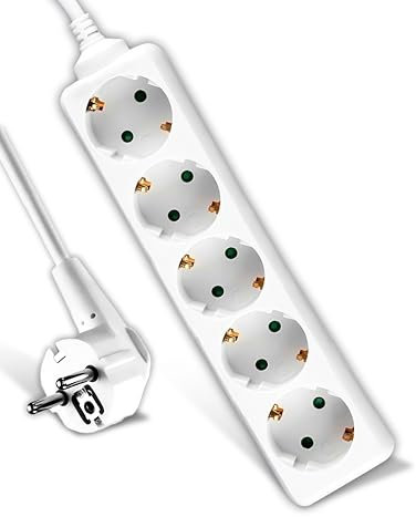 V-TAC Regleta de 6 Enchufes y Cable de 1,5 Metros - Enchufe Múltiple 6 Tomas de Corriente 16A Shuko para el Hogar, Oficina, Tienda, Garaje - 250V Compacta y Práctica