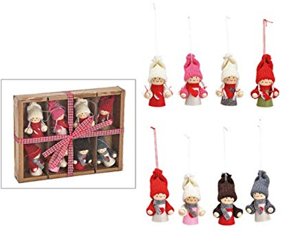 Deko-Anhänger im 8er Set „Winterkinder“ aus Textil/Holz - sortiert – bunt B4xH7xT3cm