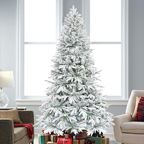 Weihnachtsbaum künstlich beschneit 230cm, Edeltanne Ständer künstlicher Tannenbaum mit Schnee Tanne Weihnachten (beschneit, 230cm)
