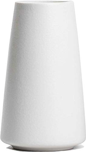 Keramikvase – Blumenvase Weiß, 15cm Minimalistischer Moderne Pampasgras Vase, Bauernhaus Tischregal Boho Deko, passend für Wohnzimmer, Schlafzimmer, Küche, Bürotisch (Reines Weiß, klein)