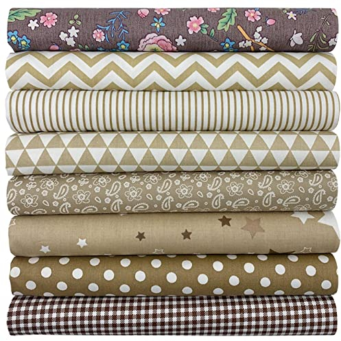 aufodara 8 Stück Baumwollstoff Meterware Stoffpaket 50 x 50 cm Stoff, Stoffe zum Nähen, Patchwork zum Quilten DIY Basteln Handwerken, Quadrate Baumwolltuch (Braun)