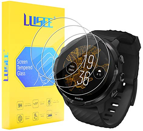 LUSEE 3 Piezas Protector de Pantalla compatible con Suunto 7, Suunto 9 Baro y Suunto D5 Cristal Vidrio Templado, Dureza 9H, Alta Definición, Resistente a los arañazos, Anti-Huellas Protector Pantalla