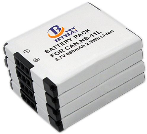 BTBAI 4 x NB-11L Batterie + chargeur USB double pour appareil photo Canon NB-11LH NB11L NB11LH ixus 110 ixus 125 ixus 132 ixus 265 ixus 275 ixus 285 ixus 320 hs ixus 185 ixus 190 Digital k2a