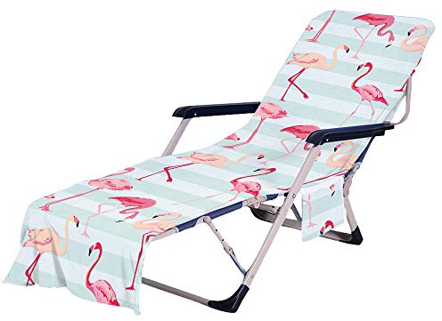 FANSU Schonbezug für Gartenliege Frottee Liegenauflage Garten Sonnenliege Handtuch mit 2 Taschen Stuhl Strandtuch für Schwimmbäder, Strände, Gartenhotels (75x210cm,Streifen)