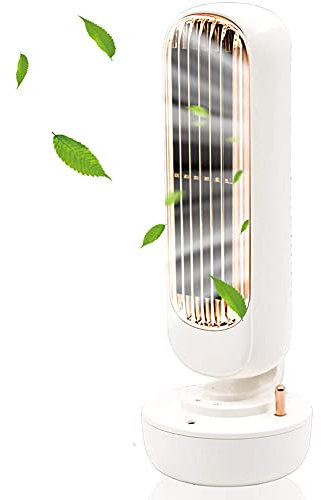 Lazeny Ventilateur Tour Silencieux Mini Ventilateur de Bureau avec Humidificateur, Ventilateur Colonne sans Lame Refroidisseur d'air Portable pour Bureau la Maison Sport Camping Voyage (Blanc)