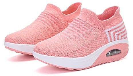 DEBAIJIA Femme Sneakers Confortables Chaussures De Course Chaussures De Sport Running Décontractées Baskets Antidérapant Respirantes EU 38 Rose