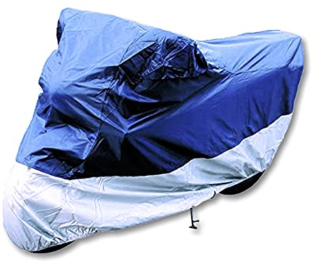 XXL Motorrad Ganzgarage, Abdeckplane - Motorradabdeckung - blau/Silber - 246 x 105 x 127 cm