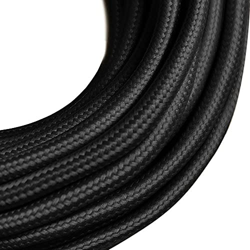 Cavo tessile vintage 2 crig | Cavo in tessuto, cavo elettrico 2x0,75 | 10m |. Cavo in poliestere per lampada | Tessile nero inceppato | Cavo di terra retrò da oplot