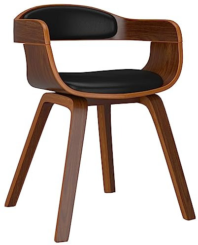 vidaXL Esszimmerstuhl, Küchenstuhl mit Armlehnen, Essstuhl Holzbeine, Stuhl für Esszimmer Küche, Wohnzimmerstuhl Sessel, Schwarz Bugholz Kunstleder