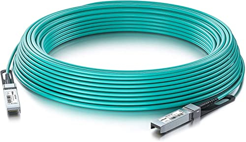 10Gtek® 10G SFP+ AOC Cable 20-Meter(65ft), 10GBASE Active Optical SFP Cable for Cisco SFP-10G-AOC20M, Ubiquiti UniFi, Netgear, Mikrotik, D-Link, TP-Link, Zyxel, Supermicro, Open Switch