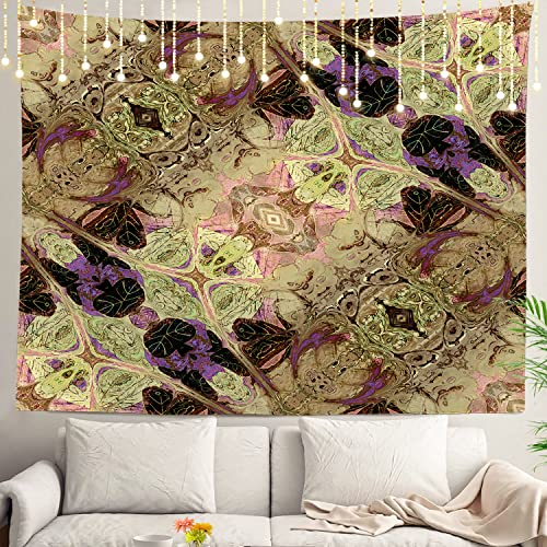 Shrahala Jugendstil, geometrischer Wandteppich, Vintage, bunte Bordüre, rosa, grün, Wandbehang, großer Wandteppich, Dekoration, Polyesterfaser, weißer Saum, für Schlafsaal, 99,3 x 150,1 cm