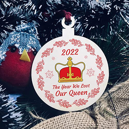 Red Ocean Queen Elizabeth II Memorial Plaque Wood Christmas Bauble Tree Decoration Keepsake