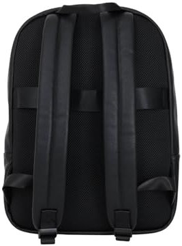 Armani Exchange Men's Faux Leather, Central Logo Zip, internal Pockets Backpack, Nero-Black