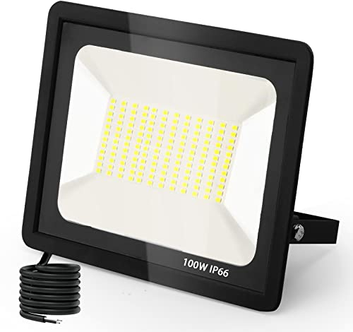 toobettp Foco LED Exterior 100W, 10000LM Focos Led 6500K Blanco Cálido, IP66 Impermeable Aplique Pared para Garaje Jardín Patio Parque