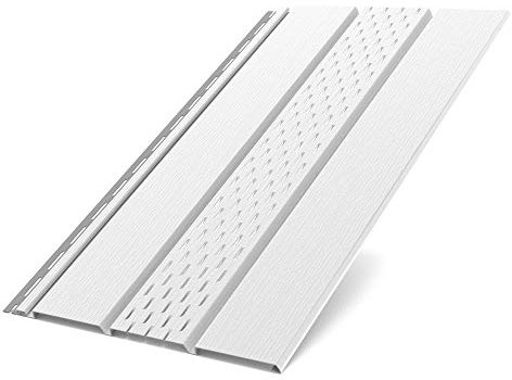 Bryza Kunststoffpaneele Weiß RAL9010 1,50m Wandpaneele Deckenpaneele Innen und Außen Unterdachpaneele Dachkasten Wandverkleidung Holzoptik (Paneele perforiert 1,50x0,305m)