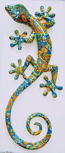 IDELLIA Salamandre bleu orange avec motifs de résine provencale grand modèle 41 cm
