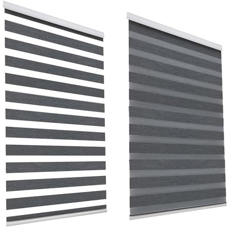 HSYLYM Window Blinds Roller Shades Blackout Double Roller Blinds Shade Good Ventilation Windows Zebra Roller Blinds Ideal for Home (Width 120cm x Length 150cm,Grey)