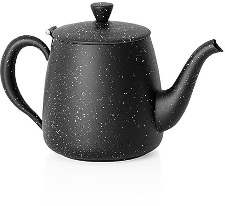 Black 1 Litre Teapot Stainless Steel 35oz Granite Effect