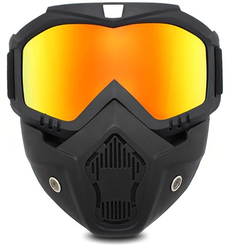 Motorradbrille Abnehmbare TAIZER Motorrad Schutzbrille Staubschutz Brille Abnehmbaren Gesichtsmaske Winddicht Helm Nebelfest Winddicht Reiten Sonnenbrille Fahrrad Dirtbike Motocross (gelb)