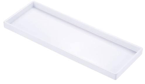 PATIKIL 13x5 Fast Food Tray, Plastic Reusable Multi-Purpose Rectangle Serving Tray Smooth Surface for Restaurant Home Kitchen, White