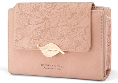 REETEE Portefeuille Femme en Cuir PU Porte Monnaie Femme Petit Format Porte Feuilles pour Femme avec 10 Porte Carte, Porte-Feuille Femmes Zippé Pochette à Monnaie (X-Rose)