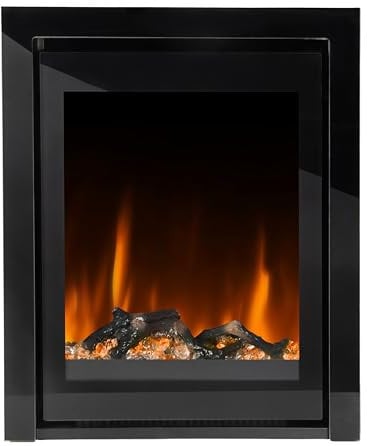 Ezee Glow Pulse Inset Electric Fire - Suits standard 16 & 22 openings| Inset, Recessed Electric Fireplace Heater | 2 Heat Settings, 7-Day Timer & Remote Control | Black Glass