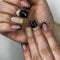 KAIPERALA 24pcs French False Nails Square Glitter Gold Stick on Nails Black Tip Press on Nails Removable Glue-on Nails Fake Nails Acrylic Full Cover Nails Women Girls Nail Art Accessories