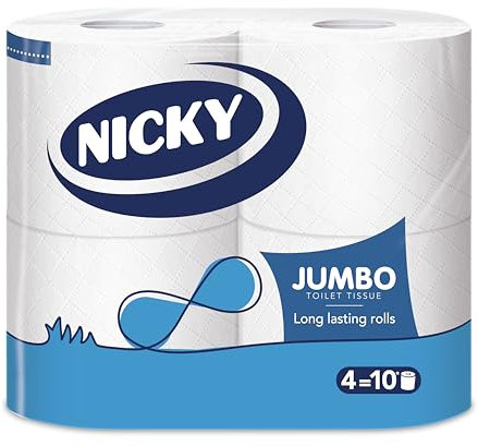 Nicky Jumbo Toilet Tissue - 4 Rolls, 2-ply Sheets, 500 Sheets per Roll